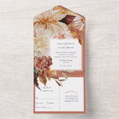 Terracotta Herfst Elegant, Herfst bruiloften All In One Uitnodiging (Binnen)