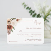 Terracotta Herfst Floral Modern met keuzevrijheid RSVP Kaartje (Staand voorkant)