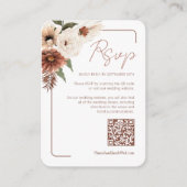 Terracotta Herfst Floral Modern QR Code RSVP Informatiekaartje (Voorkant)
