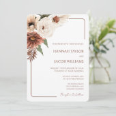 Terracotta Herfst Floral Modern Wedding Kaart (Staand voorkant)