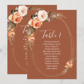 Terracotta Herfst Floral Table Number Seating Char Kaart (Voorkant / Achterkant)