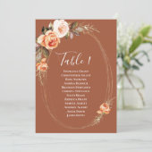 Terracotta Herfst Floral Table Number Seating Char Kaart (Staand voorkant)