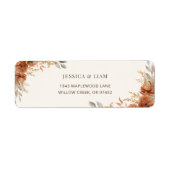 Terracotta Herfst Floral Wedding Mail Retouradres Etiket (Voorkant)