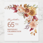  terracotta herfst florale botanische verjaardag wijn etiket (Enkel label)