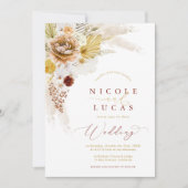 Terracotta Herfst Herfst Boho Pampas Grass Wedding Kaart (Voorkant)