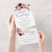 Terracotta Herfst Pompoenen Boho Bruiloft Details All In One Uitnodiging (Afscheurbaar)