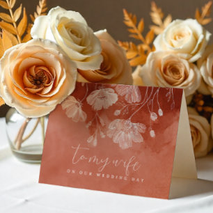 Terracotta herfst trouwdag kaart voor vrouw