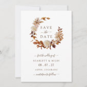Terracotta Herfst Wreath Wedding Save the Date (Voorkant)