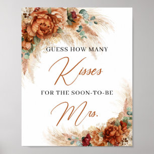 Terracotta Hoeveel Kisses voor de Soon-to-be Mrs. Poster