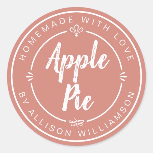 Terracotta Homemade Apple Pie Ronde Sticker (Voorkant)