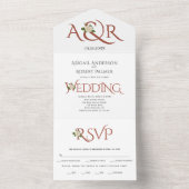 Terracotta initialen en ampersand, roos bruiloft all in one uitnodiging (Binnen)