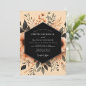 Terracotta Inky Botanical Wedding Kaart (Staand voorkant)
