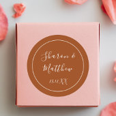 Terracotta kalligrafie Script bruiloft cadeau guns Ronde Sticker