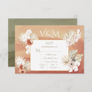Terracotta & Khaki Palm Feuilles Tropical RSVP