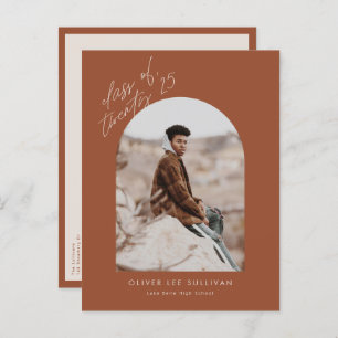 Terracotta Klasse van 2024 Arch Foto Afstuderen Uitnodiging Briefkaart