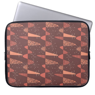 Terracotta kleuren golven en sterren naadloos patr laptop sleeve