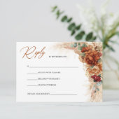 Terracotta koperen bruinstaartroep RSVP kaartje (Staand voorkant)