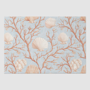 Terracotta Koraal Zee Schelp Poeder Blauw Oceaan Tissuepapier