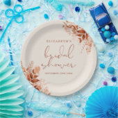 Terracotta Landelijke Bloemige Bruidsdouche Papieren Bordje (Feest)