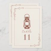 Terracotta Lantern Wedding Table Number Kaart (Voorkant / Achterkant)