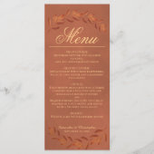 Terracotta Leaves Elegant Rustic Wedding Menu (Voorkant)