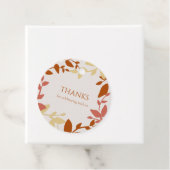 Terracotta Leaves Modern Wedding Favor Labels (In situ)