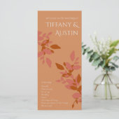 Terracotta Leaves Modern Wedding Programme (Staand voorkant)