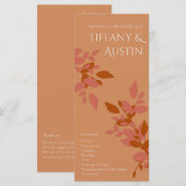 Terracotta Leaves Modern Wedding Programme (Voorkant / Achterkant)