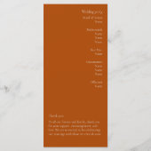 Terracotta Leaves Modern Wedding Programme (Achterkant)