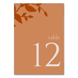 Terracotta Leaves Modern Wedding Table Number Kaart