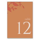 Terracotta Leaves Modern Wedding Table Number Kaart (Achterkant)