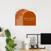 Terracotta Leaves Modern Wedding Welcome Sign Poster (Thuiskantoor)