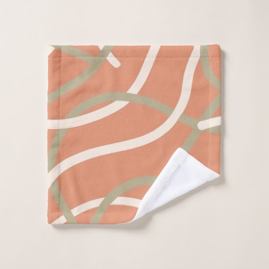 Terracotta Linework Pattern | Cream & Olive (Gant de toilette)