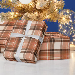 Terracotta Lodge Terracotta & Crème Schotse Plaid Cadeaupapier