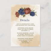 terracotta marine blauw bloemengroen bruiloft informatiekaartje (Voorkant)