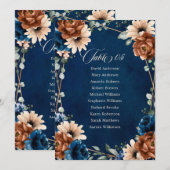 Terracotta Marine Blauw Bruiloft Tafel zitplaatsen Kaart (Voorkant / Achterkant)