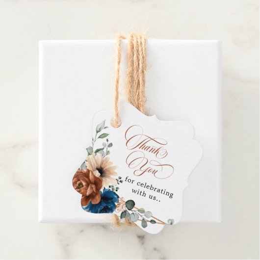 Terracotta Marine Blauw Groen Bruiloft Dank u Bedankjes Labels (In situ)