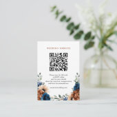 Terracotta Marine Blauw groen Bruiloft Website Informatiekaartje (Staand voorkant)