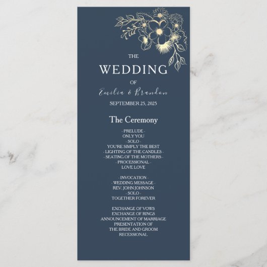 Terracotta Marine Blauw Huwelijksprogramma Programma (Voorkant)