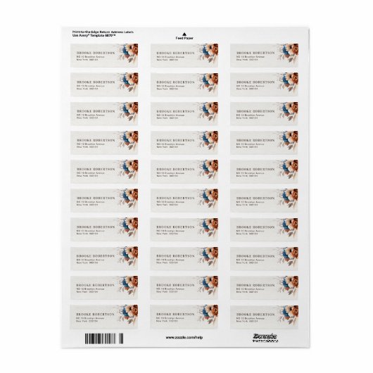 Terracotta Marine Blauw Pampas Gras Retouradres Etiket (Full Sheet)