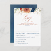 Terracotta Marine Fleurs Bleues Mariage RSVP (Devant / Derrière)