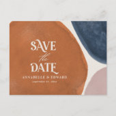 Terracotta marine moderne abstracte typografie aankondigingskaart (Voorkant)