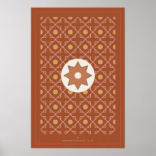 Terracotta Marokkaanse tegelpatroon wandkunstposte Poster