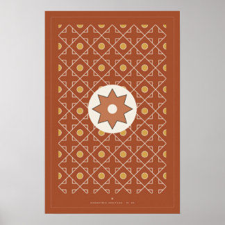 Terracotta Marokkaanse tegelpatroon wandkunstposte Poster