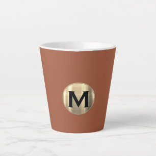 Terracotta Metallic Gold Monogram Latte Mok