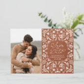 Terracotta Mexican Wedding Save the Date Briefkaar (Staand voorkant)
