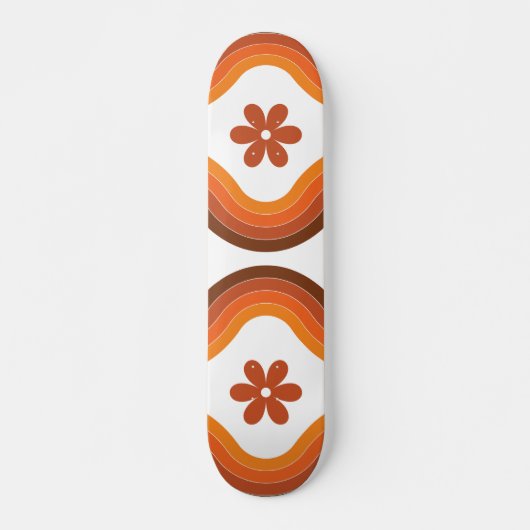 Terracotta Mid Century Modern Floral Rainbow Retro Skateboard (Voorkant)