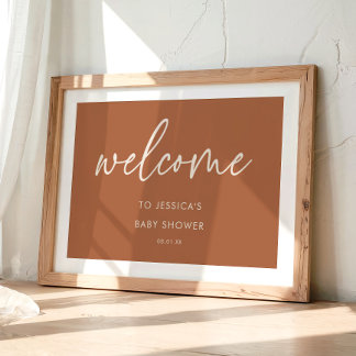 Terracotta Minimaal Boho Chic Baby Shower Welkom Poster
