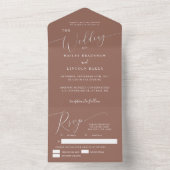 Terracotta Minimal Wedding Elegant Script All In One Uitnodiging (Binnen)