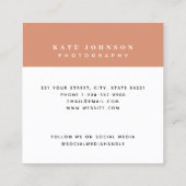 Terracotta Minimale Foto QR Code Social Media Vierkante Visitekaartje (Achterkant)